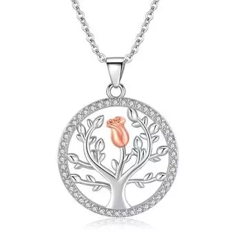 Ожерелье с подвеской в виде цветка розы для женщин, подвески в виде дерева жизни, модные украшения, подарки для девочек