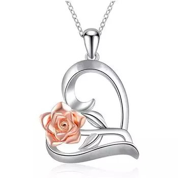 Ожерелье с подвеской в виде цветка розы для женщин, подвески в форме сердца, модные украшения, подарки для девочек