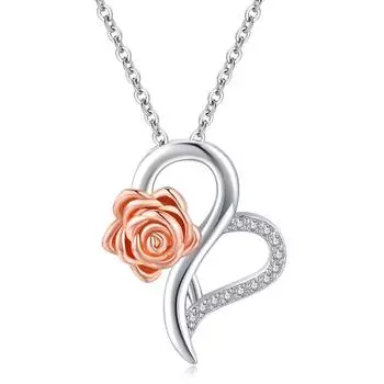 Ожерелье с подвеской в виде цветка розы для женщин, подвески в форме сердца, модные украшения, подарки для девочек