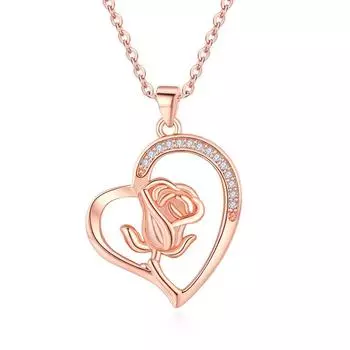 Ожерелье с подвеской в виде цветка розы для женщин, подвески в форме сердца, модные украшения, подарки для девочек