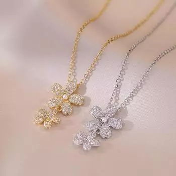 Ожерелье с подвеской в виде цветка из циркона для женщин, модная гипоаллергенная цепочка из нержавеющей стали, ювелирные изделия, аксессуары для свадебной помолвки и вечеринки