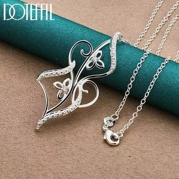 Ожерелье с подвеской в виде цветка из чистого серебра 925 пробы, модные ювелирные изделия O-40cm