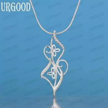 Ожерелье с подвеской в виде цветка из чистого серебра 925 пробы, модные свадебные украшения S-40CM