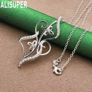 Ожерелье с подвеской в виде цветка из стерлингового серебра 925 пробы, модные свадебные украшения O-40CM