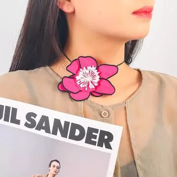 Ожерелье с подвеской в виде цветка из цветной ткани ручной работы - аксессуары в европейском и американском стиле ретро белый