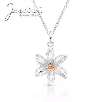 Ожерелье с подвеской в виде цветка тигровой лилии из серебра 925 пробы с покрытием из розового золота 14 карат