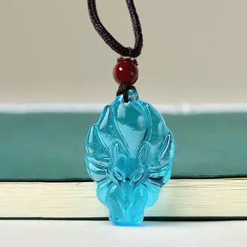 Ожерелье с подвеской в виде девятихвостой лисы, ручная работа, китайский амулет, длинный шнур, ожерелье с лисой, женское и мужское, удачное ювелирное изделие, подарок светло-коричневого