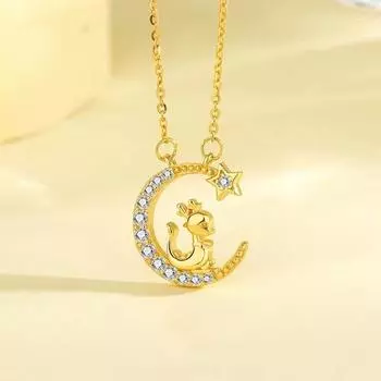 Ожерелье с подвеской в виде дракона и звезды, луны, для девочек, новый стиль, легкая роскошная цепочка на ключицу