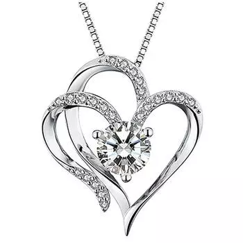 Ожерелье с подвеской в виде двойного сердца, простое украшение в виде сердца к сердцу с бриллиантовой цепочкой для ключицы, женское ожерелье в виде сердца.