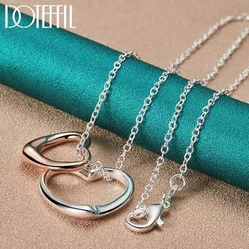 Ожерелье с подвеской в виде двойного сердца из стерлингового серебра 925 пробы и розового золота, модные ювелирные изделия O-40cm