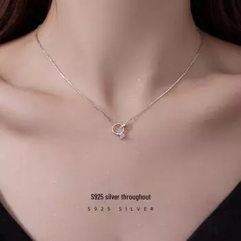 Ожерелье с подвеской в виде двойного кольца из серебра 925 пробы Banyan Tree Mobius - легкая роскошная цепочка на ключицу NS988 золотой