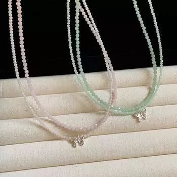 Ожерелье с подвеской в виде двойной бабочки из кристаллов, женское, летнее, простое, индивидуальное, универсальное, темпераментное, модное, цепочка на шею, цепочка на ключицу