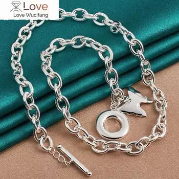 Ожерелье с подвеской в виде двух бабочек из стерлингового серебра 925 пробы, цепочка 18 дюймов для женщин, мужчин, свадебных помолвок, модные ювелирные изделия 45cm