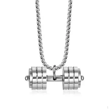 Ожерелье с подвеской в виде гантели из титановой стали для мужчин и женщин, подарочная цепь серебряный