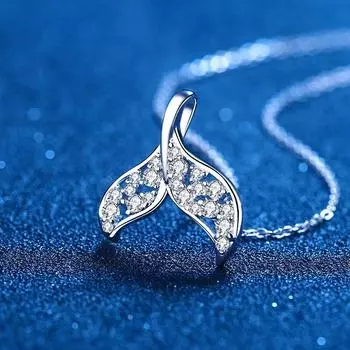 Ожерелье с подвеской в виде хвоста русалки S925, 0,39 карата, пройденное испытание на бриллианты, муассанит, ожерелье на удачу, подарок для девочек и женщин 0.39CT