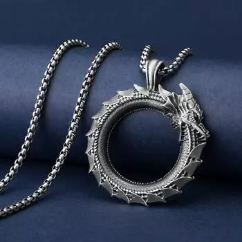 Ожерелье с подвеской в виде хвоста змеи, мужское металлическое ожерелье с драконом, ожерелье в стиле хип-хоп, персонализированные ювелирные изделия в стиле панк 60CM