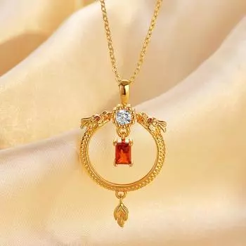 Ожерелье с подвеской в виде хвоста дракона, ожерелье с подвеской в виде двенадцати знаков зодиака «Дракон», пряжка «Пинг-ан», ожерелье «Натальный год дракона»