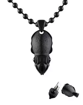 Ожерелье с подвеской в виде кальмара, кулон в виде рыбы, нож-капсула, скрытый нож, подвеска, ультрамаленький мини-нож, латунное серебро 925 пробы, шкатулка для ожерелья [COPPERTIST.WU] Мужская Мужская