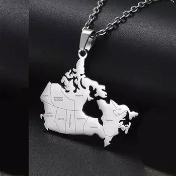 Ожерелье с подвеской в виде карты, мужское и женское ожерелье из нержавеющей стали, модные аксессуары серебряный