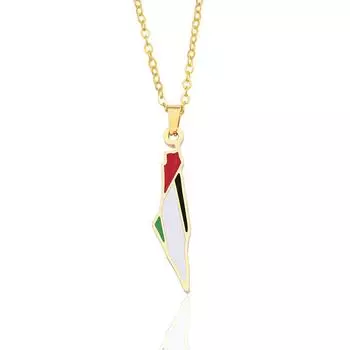 Ожерелье с подвеской в виде карты Израиля и Палестины для женщин и мужчин, арабская африканская Ямайка, цепочка из нержавеющей стали золотого цвета, ювелирные изделия