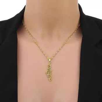 Ожерелье с подвеской в виде карты Израиля и Палестины для женщин и мужчин, арабская африканская Ямайка, цепочка из нержавеющей стали золотого цвета, ювелирные изделия 1 золотой