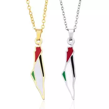 Ожерелье с подвеской в виде карты Израиля и Палестины для женщин и мужчин, арабская африканская Ямайка, цепочка из нержавеющей стали золотого цвета, ювелирные изделия as the picture