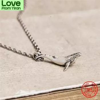 Ожерелье с подвеской в виде кита из 100% стерлингового серебра 925 пробы с частотой 52 Гц для мужчин и женщин, подарок на день рождения
