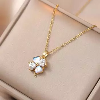 Ожерелье с подвеской в виде клевера для женщин, новинка 2023 года, модная цепочка золотого цвета из нержавеющей стали, ювелирные изделия, аксессуары для свадебной вечеринки