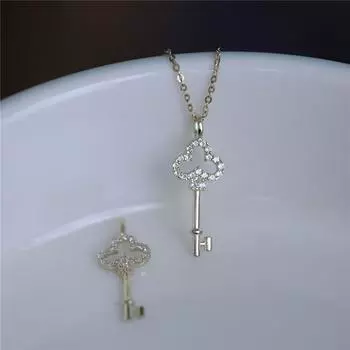 Ожерелье с подвеской в виде ключа из 14-каратного золота из стерлингового серебра 925 пробы с французским кристаллом, женские ювелирные изделия 45cm