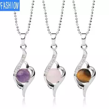 Ожерелье с подвеской в виде ключицы из натурального хрусталя и циркона turquoise green