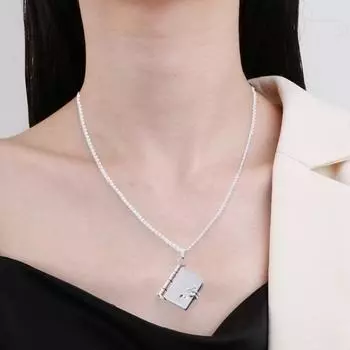 Ожерелье с подвеской в виде книги, женское ожерелье-цепочка для свитера, открывающаяся и закрывающаяся книга, подвеска, ювелирный аксессуар для свиданий, повседневной одежды, банкета