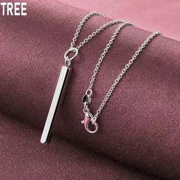 Ожерелье с подвеской в виде колонны из стерлингового серебра 925 пробы, 18 дюймов, модные свадебные украшения O-40CM