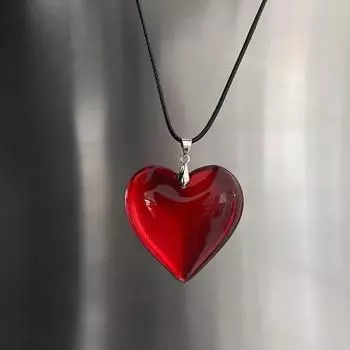 Ожерелье с подвеской в виде красного сердца Красное ожерелье в форме сердца любви Романтический подарок в стиле любви для женщин 4.5cm красный