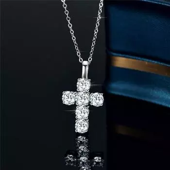 Ожерелье с подвеской в виде креста D цвета 3 карата, 100% стерлинговое серебро 925 пробы, платина 18 карат, ожерелье с муассанитом, классические новые модные ювелирные изделия