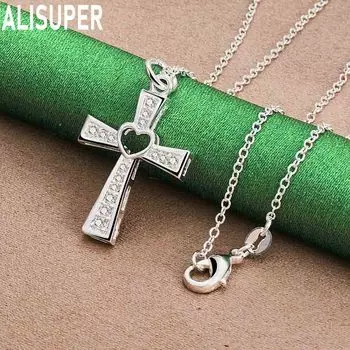 Ожерелье с подвеской в виде креста из стерлингового серебра 925 пробы, модные свадебные украшения O-40CM