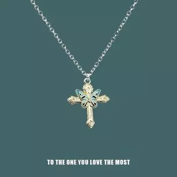 Ожерелье с подвеской в виде креста-бабочки, ожерелье из сплава