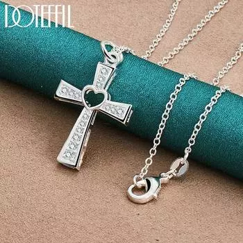 Ожерелье с подвеской в виде креста из стерлингового серебра 925 пробы, ювелирные изделия, модные украшения O-40cm