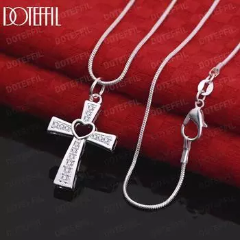 Ожерелье с подвеской в виде креста из стерлингового серебра 925 пробы, модные свадебные украшения S-40CM