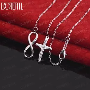 Ожерелье с подвеской в виде креста из стерлингового серебра 925 пробы, модные свадебные украшения O-40CM