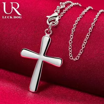 Ожерелье с подвеской в виде креста из стерлингового серебра 925 пробы в форме сердца, модные свадебные украшения O-45CM