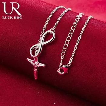 Ожерелье с подвеской в виде креста из стерлингового серебра 925 пробы, модные свадебные украшения O-45CM