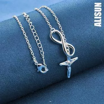 Ожерелье с подвеской в виде креста из стерлингового серебра 925 пробы, модные свадебные украшения O-45CM