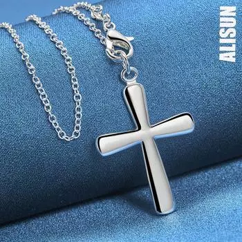 Ожерелье с подвеской в виде креста из стерлингового серебра 925 пробы в форме сердца, модные свадебные украшения O-45CM