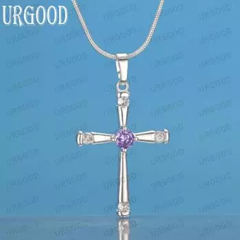 Ожерелье с подвеской в виде креста из стерлингового серебра 925 пробы и циркония, модные свадебные украшения S-40CM