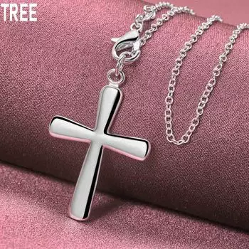 Ожерелье с подвеской в виде креста из стерлингового серебра 925 пробы в форме сердца, модные свадебные украшения O-40CM