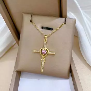 Ожерелье с подвеской в виде креста «Бесконечная любовь» для женщин 2025 г. Новые модные ювелирные изделия 45cm золотой