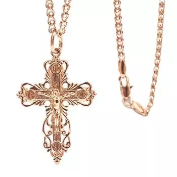 Ожерелье с подвеской в виде креста из розового золота, элегантное женское украшение, сохраняющее цвет 50CM розового золота