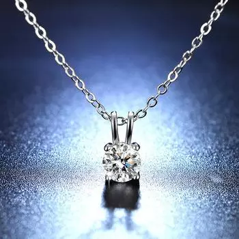 Ожерелье с подвеской в виде кроличьего ушка с имитацией муассанита в один карат, цепочка на ключицу со знаком зодиака