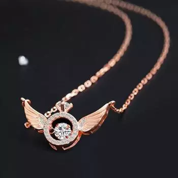 Ожерелье с подвеской в виде крыльев ангела, сердечко, крыло ангела-хранителя, чокер на ключицу для девочек и женщин золотистый