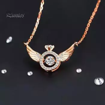 Ожерелье с подвеской в виде крыльев ангела, сердечко, крыло ангела-хранителя, чокер на ключицу для девочек и женщин, сочувствие, ювелирные изделия, подарок золотистый